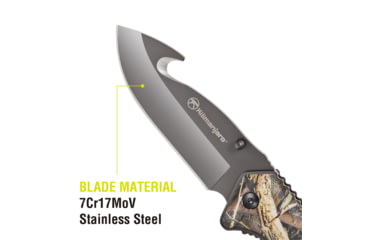 Image of Kilimanjaro Gear Victus Folding Knife,3.5in w/ Gut Hook,Camp Handle, Black Plain KJ910088