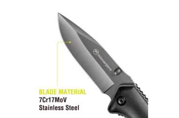 Image of Kilimanjaro Gear Victus Folding Knife,3in, Black Handle, Black Plain Edge KJ910085