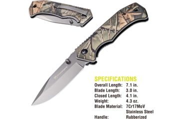 Image of Kilimanjaro Gear Victus Folding Knife,3in,Camo Handle, Black Plain Edge KJ910089