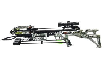 Image of Killer Instinct Ripper 415 Crossbow w/ Lumix 4 x 32 IR-W Scope, Rope Cocker, String Suppressors, 5-Bolt Quiver, 3 HYPR Lite Bolts and Field Tips, Stick of Rail Lube, Chaos Green, 200lbs, 1105