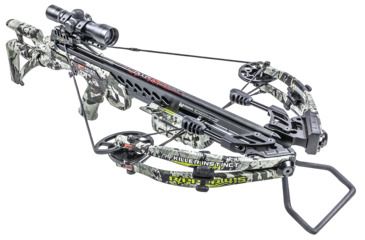 Image of Killer Instinct Ripper 415 Crossbow w/ Lumix 4 x 32 IR-W Scope, Rope Cocker, String Suppressors, 5-Bolt Quiver, 3 HYPR Lite Bolts and Field Tips, Stick of Rail Lube, Chaos Green, 200lbs, 1105