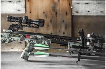 Image of Killer Instinct Ripper 415 Crossbow w/ Lumix 4 x 32 IR-W Scope, Rope Cocker, String Suppressors, 5-Bolt Quiver, 3 HYPR Lite Bolts and Field Tips, Stick of Rail Lube, Chaos Green, 200lbs, 1105