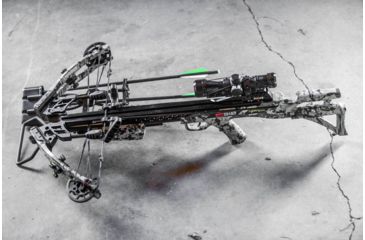 Image of Killer Instinct Ripper 415 Crossbow w/ Lumix 4 x 32 IR-W Scope, Rope Cocker, String Suppressors, 5-Bolt Quiver, 3 HYPR Lite Bolts and Field Tips, Stick of Rail Lube, Chaos Green, 200lbs, 1105