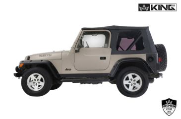 Image of King 4WD Replacement Soft Top, Jeep Wrangler TJ 1997 - 2006, w/o Upper Doors, w/ Tinted Windows, Black Diamond, 14010235