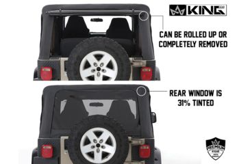 Image of King 4WD Replacement Soft Top, Jeep Wrangler TJ 1997 - 2006, w/o Upper Doors, w/ Tinted Windows, Black Diamond, 14010235