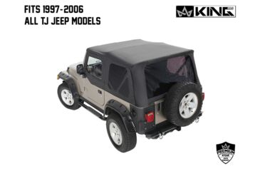 Image of King 4WD Replacement Soft Top, Jeep Wrangler TJ 1997 - 2006, w/ Upper Doors, Tinted Windows, Black Diamond, 14010135