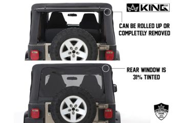 Image of King 4WD Replacement Soft Top, Jeep Wrangler TJ 1997 - 2006, w/ Upper Doors, Tinted Windows, Black Diamond, 14010135
