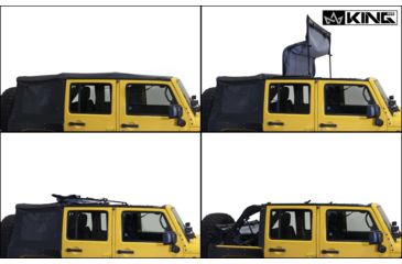 Image of King 4WD Replacement Soft Top, Jeep Wrangler Unlimited JK 4 Door 2010 - 2018, w/ Tinted Windows, Black Diamond, 14010635