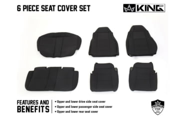 Image of King 4WD Seat Covers, Jeep Wrangler TJ 1997 - 2002, Neoprene, Black/Black, 11010701