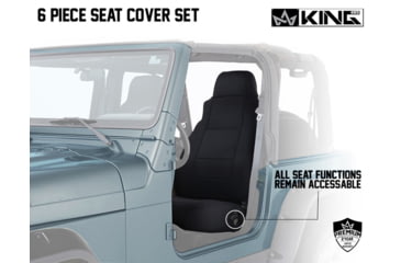 Image of King 4WD Seat Covers, Jeep Wrangler TJ 1997 - 2002, Neoprene, Black/Black, 11010701