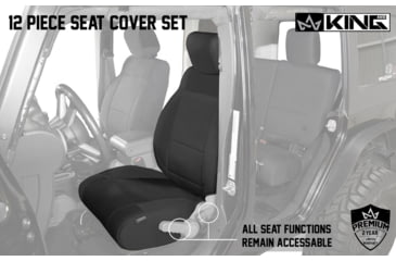 Image of King 4WD Seat Covers, Jeep Wrangler Unlimited JK 4 Door 2008 - 2012, Neoprene, Black/Black, 11010401
