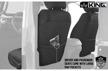 Image of King 4WD Seat Covers, Jeep Wrangler Unlimited JK 4 Door 2008 - 2012, Neoprene, Black/Black, 11010401