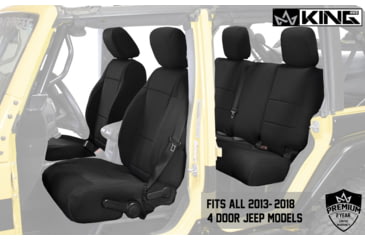 Image of King 4WD Seat Covers, Jeep Wrangler Unlimited JK 4 Door 2013 - 2018, Neoprene, Black/Black, 11010201