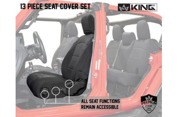Image of King 4WD Seat Covers, Jeep Wrangler Unlimited JL 4 Door 2018 - 2019, Neoprene, Black/Black, 11010801