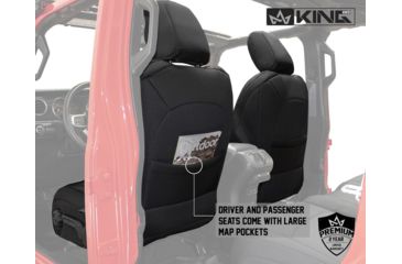 Image of King 4WD Seat Covers, Jeep Wrangler Unlimited JL 4 Door 2018 - 2019, Neoprene, Black/Black, 11010801