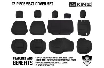 Image of King 4WD Seat Covers, Jeep Wrangler Unlimited JL 4 Door 2018 - 2019, Neoprene, Black/Black, 11010801