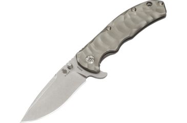 Image of Kizer Cutlery Caligine Framelock Folding Knife,3.625in,CPM-S35VN Steel,Drop Point,Stonewash,Titanium Handle KI401D2
