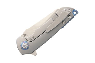 Image of Kizer Cutlery Critical Folding Knife, 3.75in Stonewash Wharncliffe Blade, Gray Matte Finish Titanium Handle, Glass Breaker, Camo Nylon Case, KI4508