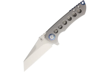 Image of Kizer Cutlery Critical Folding Knife, 3.75in Stonewash Wharncliffe Blade, Gray Matte Finish Titanium Handle, Glass Breaker, Camo Nylon Case, KI4508