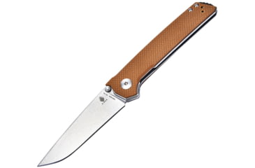 Image of Kizer Cutlery Domin Folding Knife, 3.5in Stonewash Vg-10 SS Drop Point, Tan G10 Handle, Thumb Stud, Pocket Clip, V4516A4