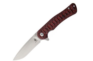 Image of Kizer Cutlery Dukes Linerlock Black/Red Folding Knife,3in,Standard Edge,Satin,Black and Red,G10 Handle KIV3466A2