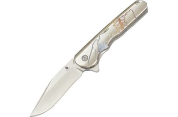 Image of Kizer Cutlery Flashbang Skully Folding Knife,3.5in,Clip Point,Stonewash,Titanium Handle KI454A2