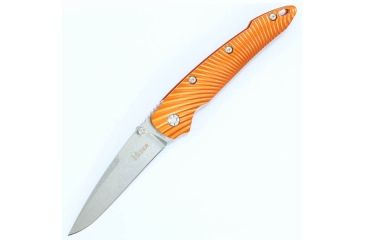 Image of Kizer Cutlery Ki4419A1 Folding Knife,4in,Orange Sunburst Aluminum,Satin Drop Point KI4419A1
