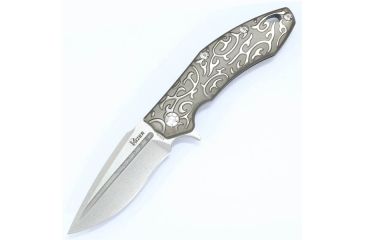 Image of Kizer Cutlery Ki4431 Folding Knife,4.1in,Natural Titanium w/Pattern,Satin Drop Point KI4431, EDEMO1