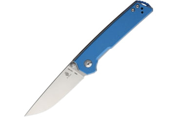 Image of Kizer Cutlery Mini Domin Linerlock Blue Folding Knife, 2.75in Stonewash Bohler N690 SS Blade, Blue G10 Handle, Thumb Stud, Pocket Clip, V3516N2