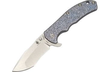Image of Kizer Cutlery Rugiada Tanto Framelock Folding Knife,3in,CPM-S35VN Steel,Tanto,Stonewash,Blue,Titanium Handle KI3401T1