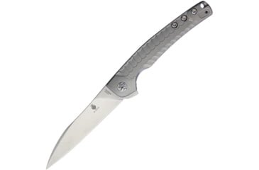 Image of Kizer Cutlery Splinter Framelock Folding Knife, 3.25in Stonewash S35Vn SS Blade, Matte Finish Titanium Handle, Pocket Clip, Black Nylon Pouch, KI3457A3
