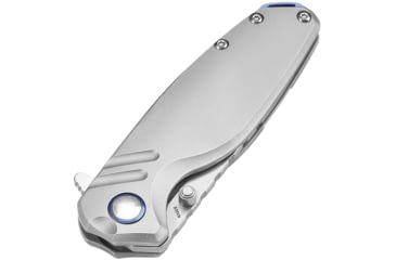 Image of Kizer Cutlery Ti'an Folding Knife, 4in Closed, 3in Satin S35VN Stainless Steel Blade, Gray Titanium Handle, Blue Accents, KI3624A1