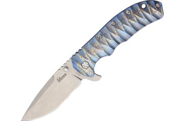 Image of Kizer Cutlery Titanium Framelock Blue Fold Knife, SS drop point fine edge blade, Blue handle KI5401