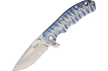 Image of Kizer Cutlery Titanium Framelock Fold Knife, SS drop point fine edge blade, Stonewash/Spectrum Gloss handle KI401C2