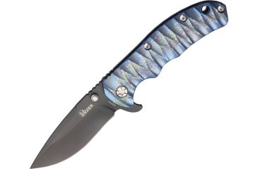 Image of Kizer Cutlery Titanium Framelock Fold Knife, SS drop point fine edge blade, Black/Spectrum Gloss Handle KI401C3