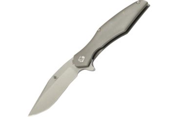 Image of Kizer Cutlery Trifecta Framelock Folding Knife,3.875in,CPM-S35VN Steel,Standard Edge,Drop Point,Stonewash,Gray,Titanium Handle KI5462A1