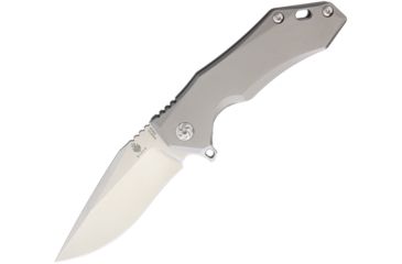 Image of Kizer Cutlery Uprising CPM-S35VN Folding Knife,3.5in,CPM S35VN Steel,Drop Point,Stonewash,Matte Silver,Titanium Handle KI4491A1
