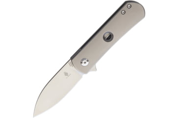 Image of Kizer Cutlery Yorkie Framelock Folding Knife, 2.5in Stonewash S35Vn SS Blade, Gray Titanium Handle, Pocket Clip, Black Nylon Pouch, KI3525A1