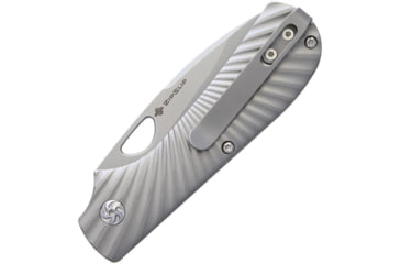 Image of Kizer Cutlery Zipslip Folding Knife, 2.88in Satin S35Vn SS Drop Point, Sculpted Titanium Handle, Thumb Pull, Pocket Clip, Camo Nylon Case, KI3507