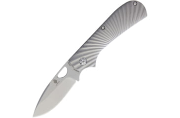 Image of Kizer Cutlery Zipslip Folding Knife, 2.88in Satin S35Vn SS Drop Point, Sculpted Titanium Handle, Thumb Pull, Pocket Clip, Camo Nylon Case, KI3507