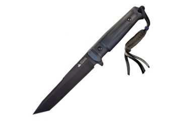 Image of Kizlyar Aggressor Tactical Fixed Blade Knife,6in,Black Titanium Tanto Blade,Black Kraton Handle KK0013
