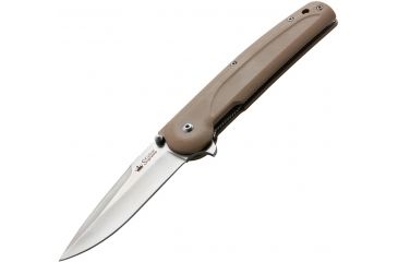 Image of Kizlyar Biker-Z V3 Folding Knife,3.625in,Satin 440C Stainless Blade,Contoured 3D Textured Tan G-10 Handle KK0130