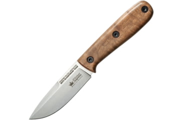 Image of Kizlyar Colada Bohler Knife, 8.5in Overall, 4in Satin Blade, Walnut Handle, Bohler K340 SS Blade, Black Leather Sheath, KK0115