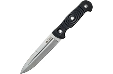 Image of Kizlyar Legion Niolox Satin G10 Knife, 10.75in Overall, 5.75in Satin Niolox Tool Steel Spear Point Blade, Black Grooved G10 Handle, Camo Nylon Sheath, KK0034