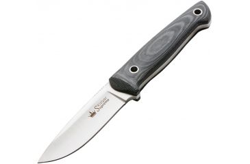 Image of Kizlyar Santi Fixed Blade Knife,3.5in,Satin Stainless Drop Point Blade,Ergonomic Black/Gray Micarta Handle KK0045