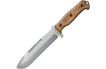 Image of Kizlyar Survivalist Full g Knife, 13in Overall, 7.5in Satin Aus-8 SS Drop Point, Brown Wood Handle, Glass Breaker, Dual Lashing Holes, Camo Nylon Sheath, KK0241
