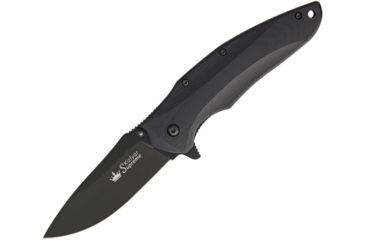 Image of Kizlyar Zedd Linerlock Black Ti D2 Folding Knife,3.25in,D2 Tool Steel,Drop Point,Black,G10 Handle KK0175