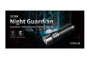 Image of Klarus ST15R Night Guardian Rechargeable LED Flashlight, Black, ST15R