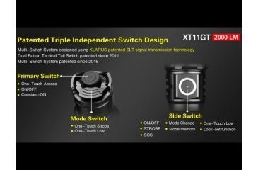 Image of Klarus XT11GT Rechargeable Tactical Flashlight - 2000 Lumens, Black, KLARUS-XT11GT