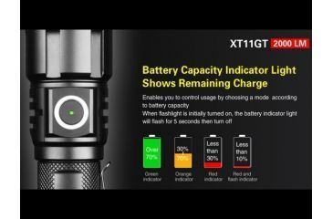 Image of Klarus XT11GT Rechargeable Tactical Flashlight - 2000 Lumens, Black, KLARUS-XT11GT
